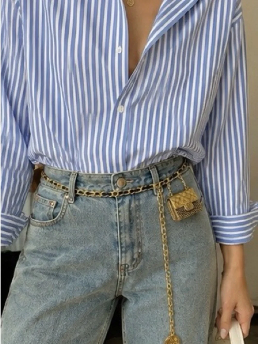Luxury Gold Chain Waist Belt Mini Bag Charm